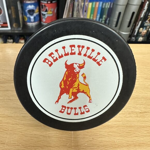 Vintage Belleville Bulls OHL Hockey Puck Little Caesars InglasCo Made in Canada - Picture 1 of 2